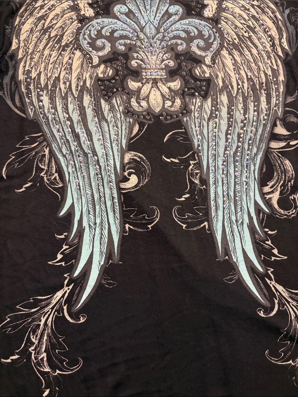Vocal Black Long Sleeve Tee with Angel Wing Graphic - Picture 6 of 7